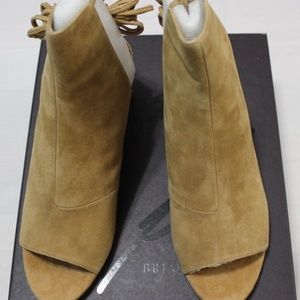 BRIAN ATWOOD BALI CAMEL OPEN TOE SUEDE BOOTIE